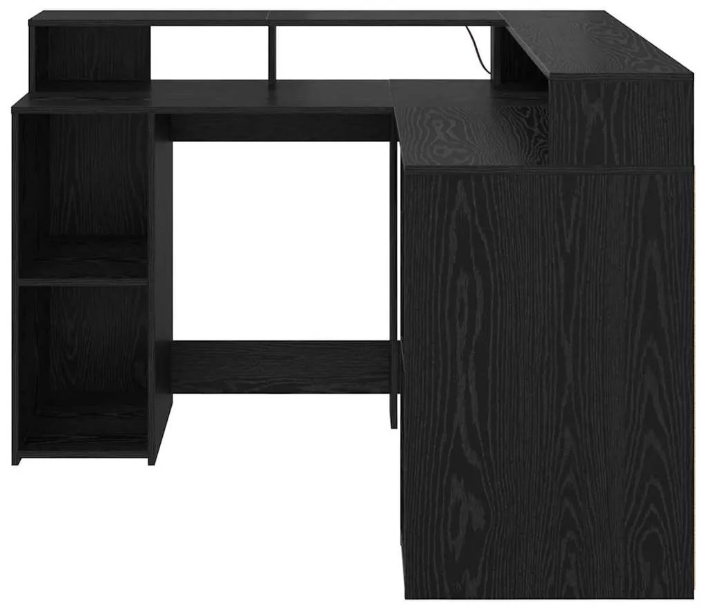 vidaXL Γραφείο Μαύρη Οξυά 130 x 130 x 91 εκ. Επεξεργασμένο ξύλο