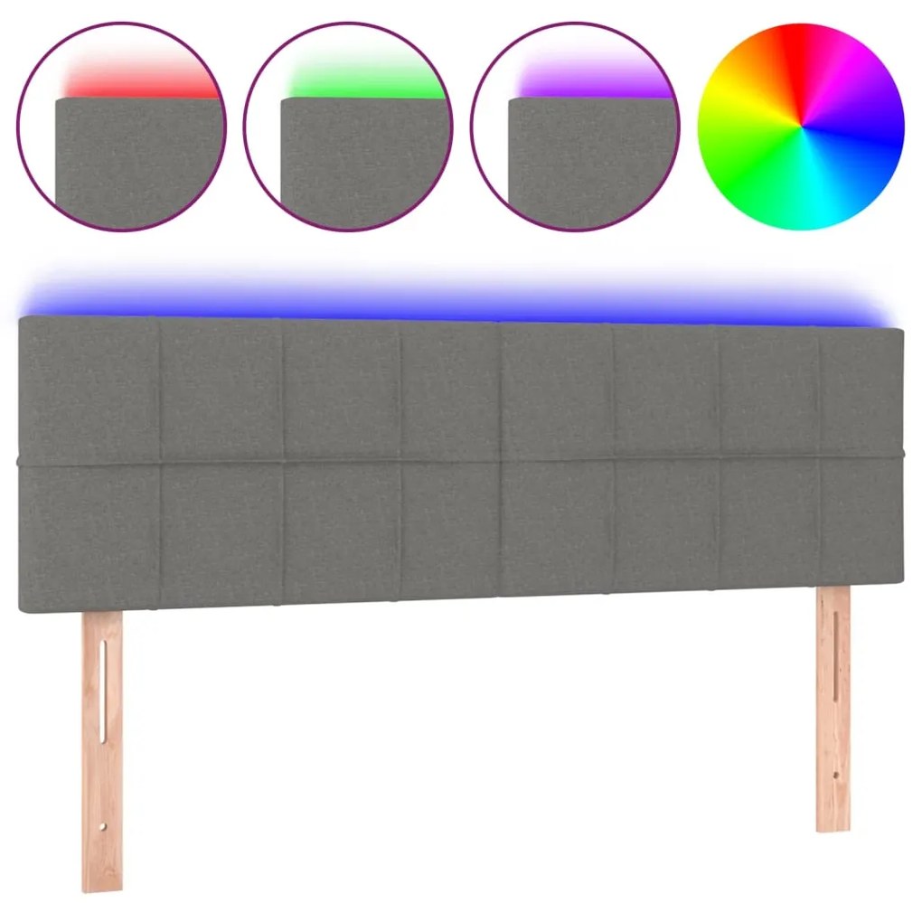 Κεφαλάρι Κρεβατιού LED Σκούρο Γκρι 144x5x78/88 εκ. Υφασμάτινο 3121611
