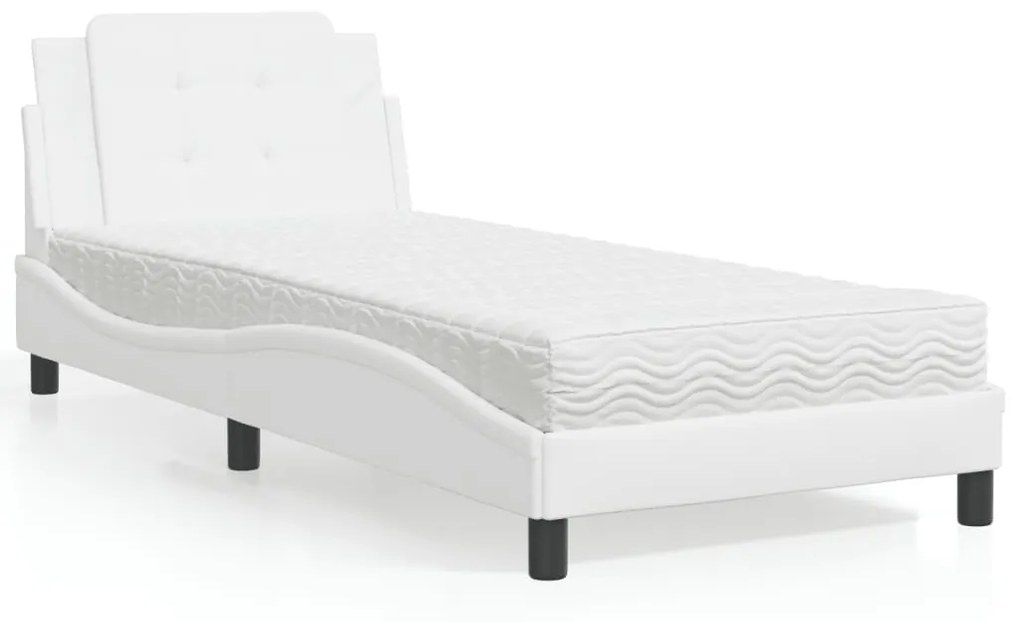 Σκελετός Κρεβατιού Χωρίς Στρώμα Zadar Λευκό 80 x 200 εκ. Συνθετικό Δέρμα