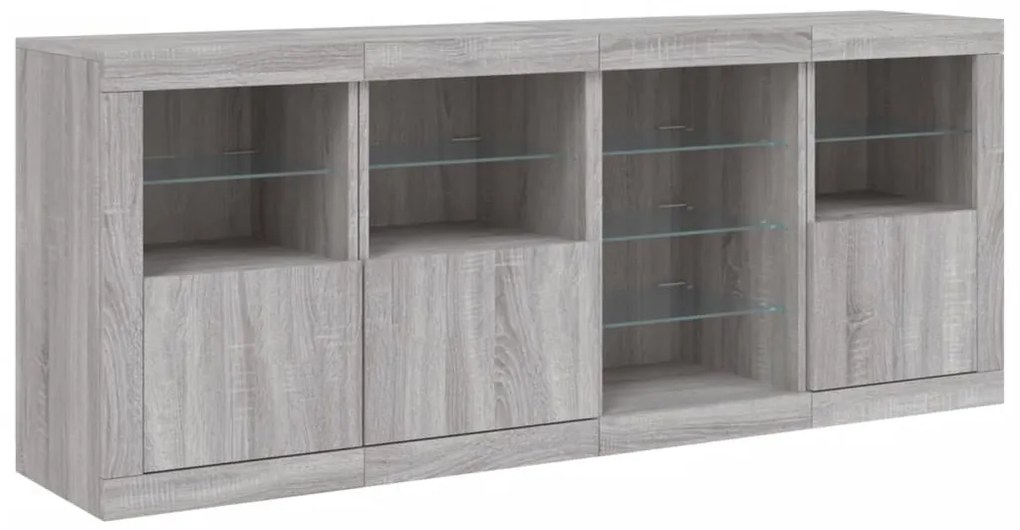 vidaXL Μπουφές με LED Γκρι Sonoma 164 x 37 x 67 εκ.