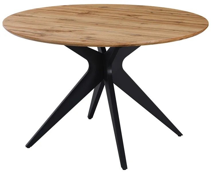 Τραπέζι Toda mdf σε sonoma απόχρωση με μαύρα μεταλλικά πόδια Φ120x75εκ