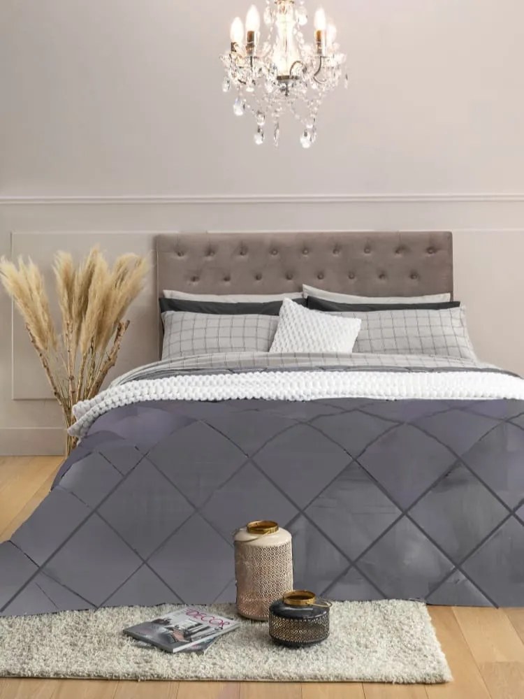 Amo la Casa Πάπλωμα King Size 260x250 Microsatin Printed - Aria Ανθρακί/Γκρι