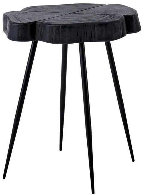 WOODWELL ΕΑ7083KOVIL Τραπεζάκι Σαλονιού Καθιστικού - Μέταλλο Βαφή Μαύρο - Ξύλο Ακακία Μαύρο +/-45x35x53cm ΕΑ7083