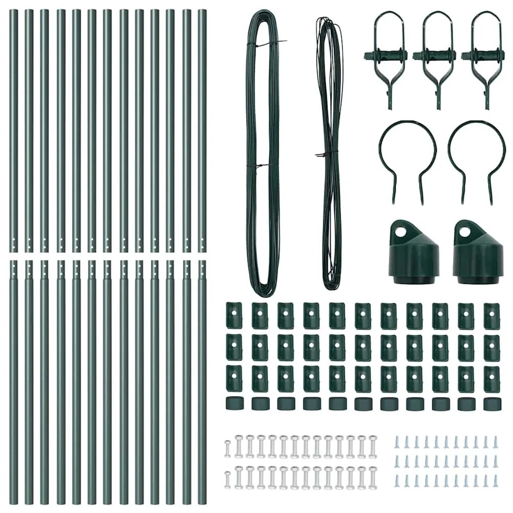 vidaXL Πό posts φράχτη 13 pcs Πράσινο Ø32mm 150 εκ