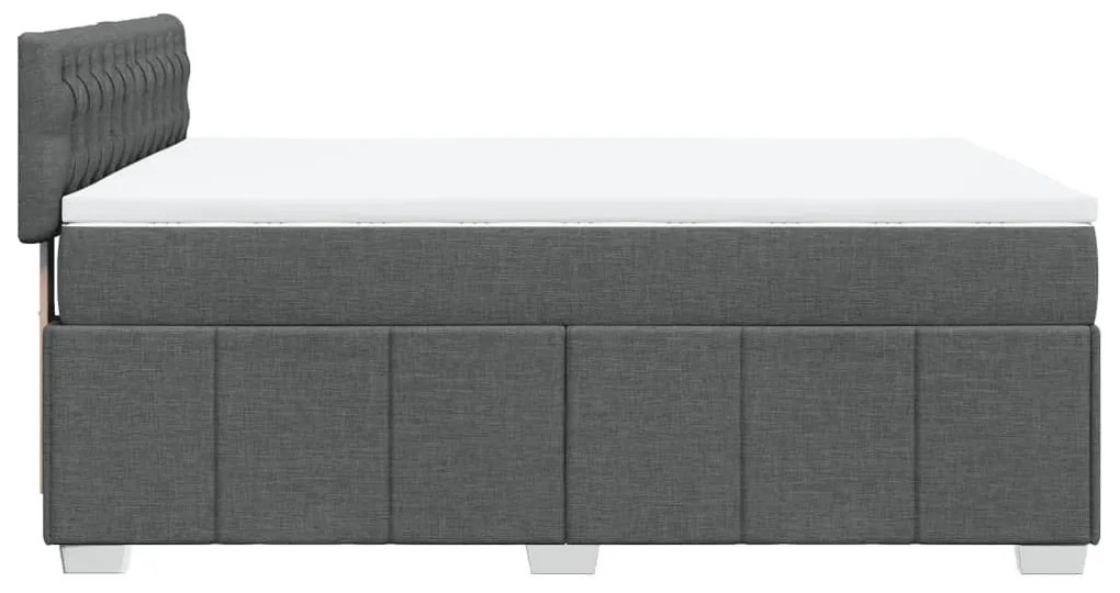 Κρεβάτι Boxspring με Στρώμα Σκούρο Γκρι 140x190 εκ. Υφασμάτινο - Γκρι