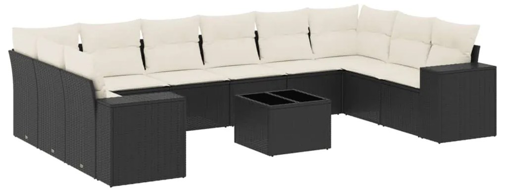 vidaXL Σαλόνι Κήπου Σετ 11 Τεμαχίων Μαύρο Συνθετικό Ρατάν με Μαξιλάρια