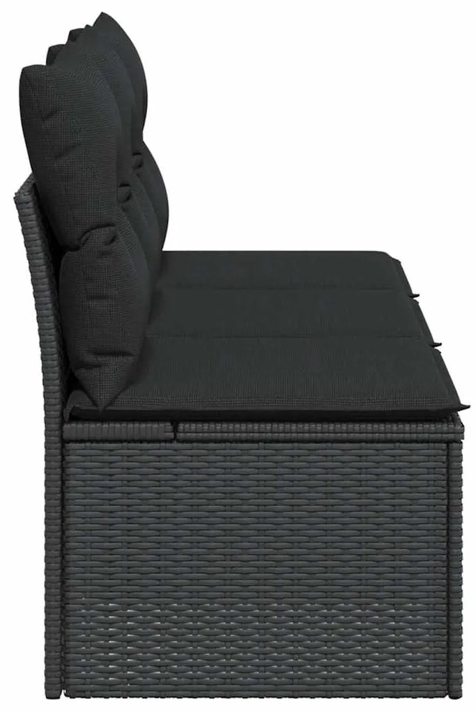 vidaXL Καναπές Κήπου 3 Θέσεων με Μαξιλάρια Μαύρο από Συνθετικό Ρατάν