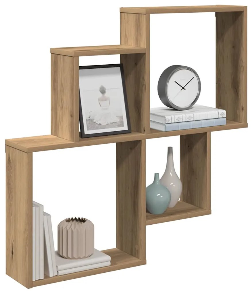 vidaXL Ράφι τοίχου Artisan Oak 80x15x78,5 cm Κατασκευασμένο ξύλο