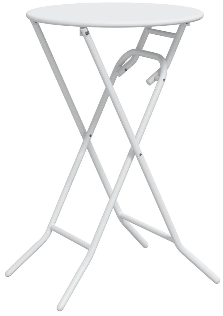 vidaXL Πτυσσόμενο Τραπέζι Κήπου Λευκό Ø50x72 cm Ατσάλι