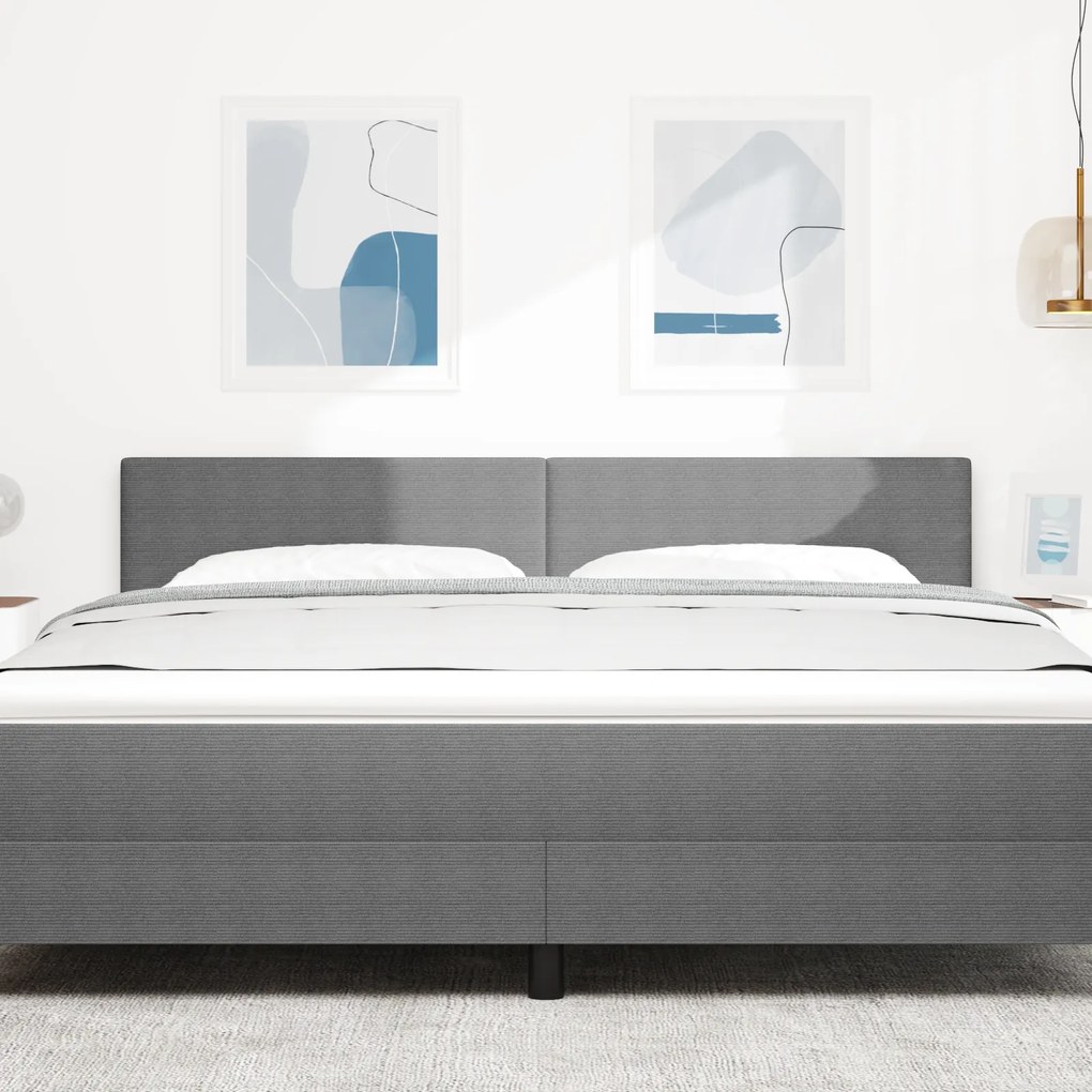 vidaXL LED Κεφαλάρια με Απλή Σχεδίαση σε Ανοιχτό Γκρι 90 εκ από Ύφασμα Κορντούροι