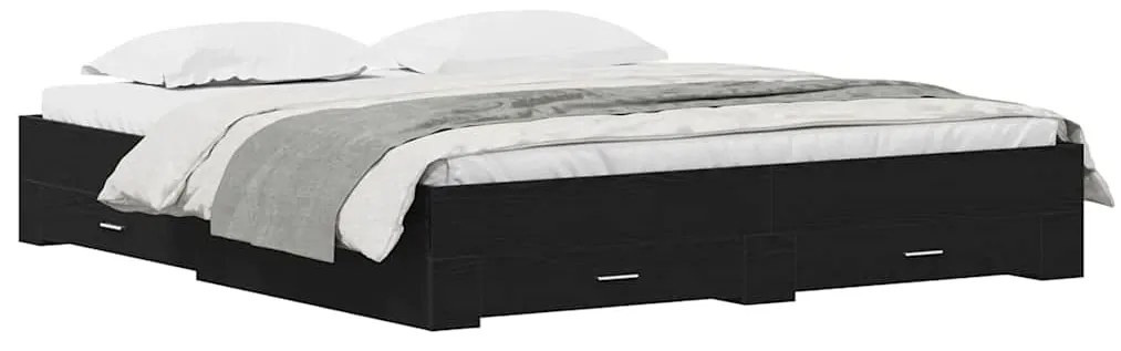 vidaXL Κρεβάτι με Συρτάρια Μαύρη δρυς 180 x 200 cm Επεξεργασμένο ξύλο