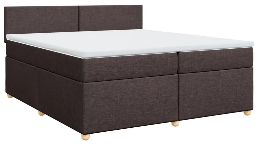 Κρεβάτι Boxspring με Στρώμα Σκούρο Καφέ 200x200 εκ. Υφασμάτινο - Καφέ