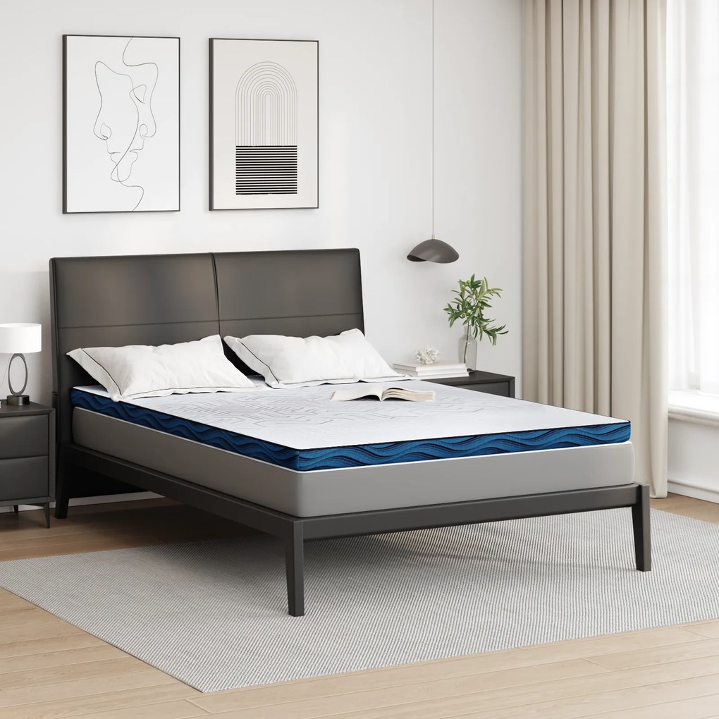 vidaXL Στρώματα Λευκό και Μπλε 140 x 200 cm