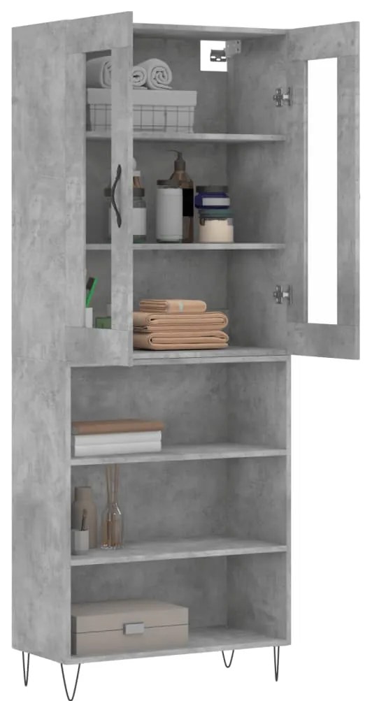 vidaXL Ντουλάπι Γκρι Σκυροδέματος 69,5x34x180 εκ. Επεξεργασμένο Ξύλο