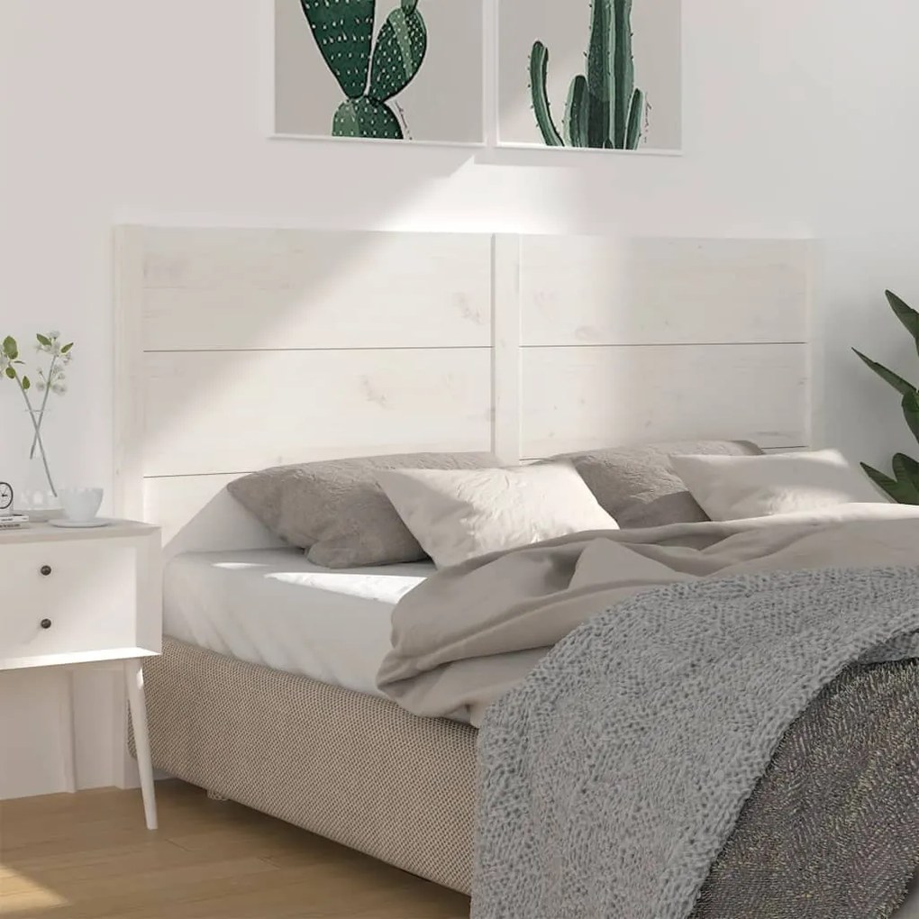 vidaXL Κεφαλάρι Λευκό 206 x 4 x 100 εκ. Μασίφ Ξύλο Πεύκου