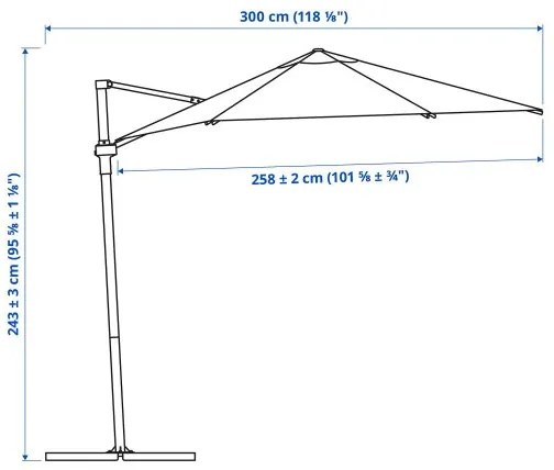 HÖGÖN κρεμαστή ομπρέλα, 270 cm 505.157.42