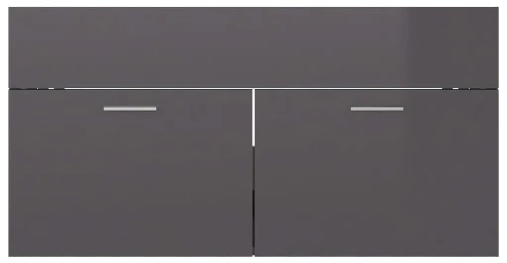 Ντουλάπι Νιπτήρα Γυαλιστερό Γκρι 90 x 38,5 x 46 εκ. Μοριοσανίδα - Γκρι