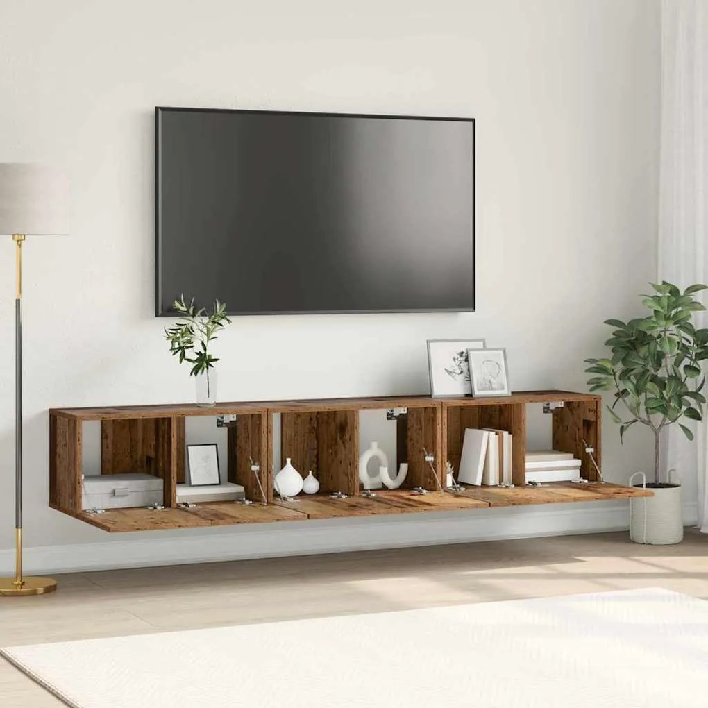 vidaXL Ντουλάπι TV 3 pcs Καφέ 60 x 30 x 30 cm Επεξεργασμένο ξύλο