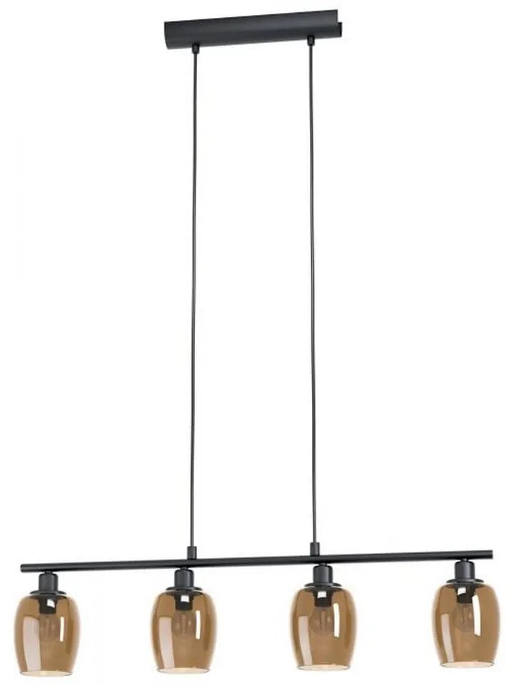 Φωτιστικό Οροφής-Ράγα 98765 Black-Bronze Zabalea Eglo Μέταλλο,Γυαλί
