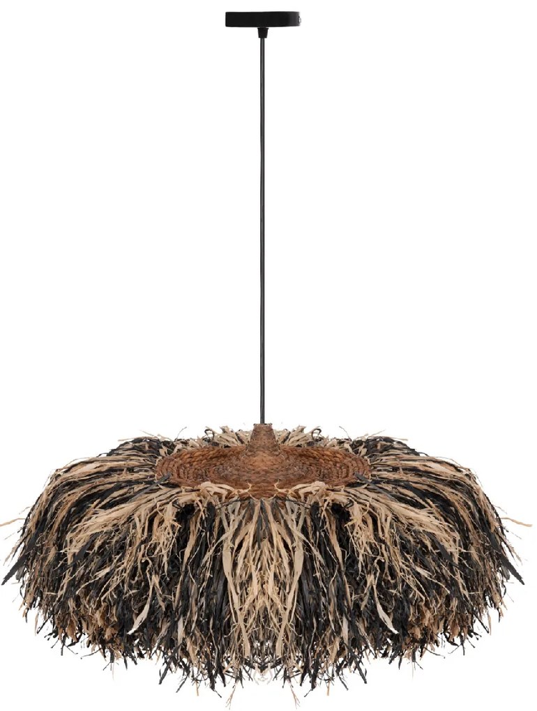 ΦΩΤΙΣΤΙΚΟ ΟΡΟΦΗΣ ORDEM HM4715 ΚΑΠΕΛΟ ΙΝΕΣ SISAL &amp; ΜΠΑΝΑΝΑΣ-ΜΑΥΡΟ &amp; ΦΥΣΙΚΟ Φ75εκ