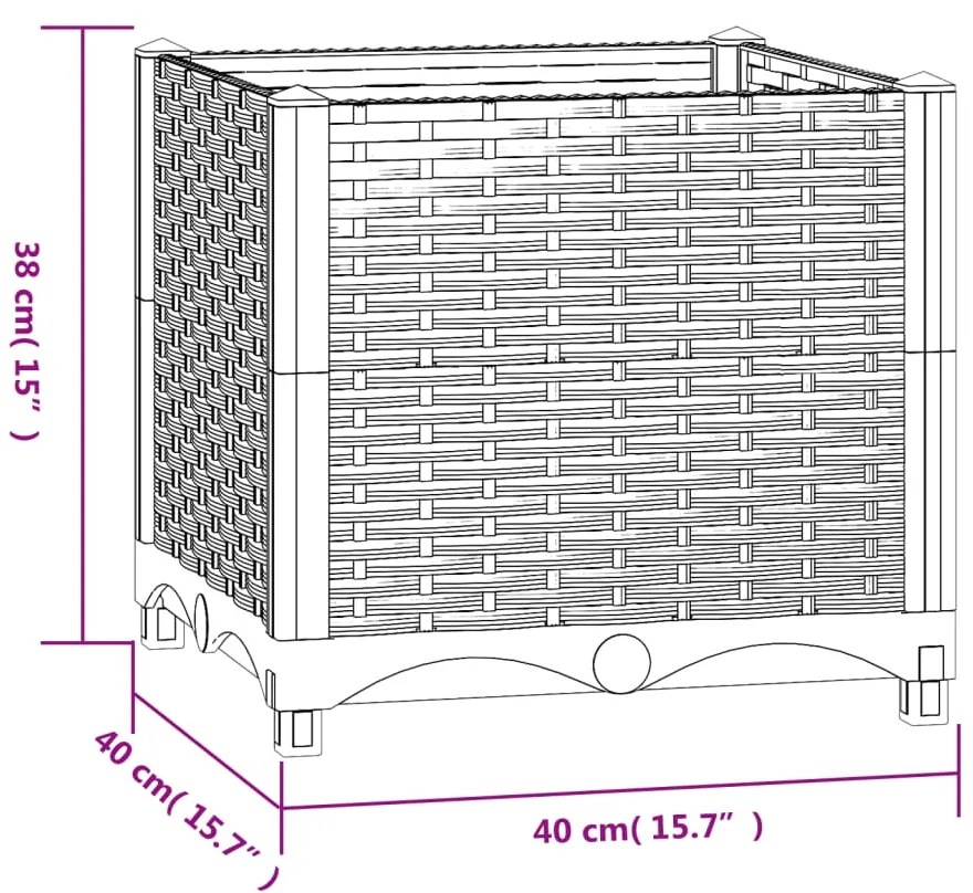 Ζαρντινιέρα 40 x 40 x 38 εκ. από Πολυπροπυλένιο - Γκρι