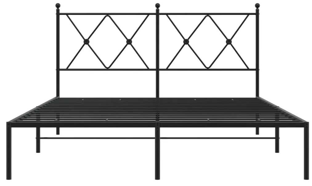 vidaXL Πλαίσιο Κρεβατιού με Κεφαλάρι Μαύρο 140 x 200 εκ. Μεταλλικό