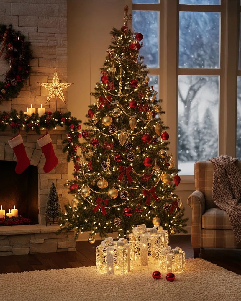 Σετ rattan gift box natural burlap bow