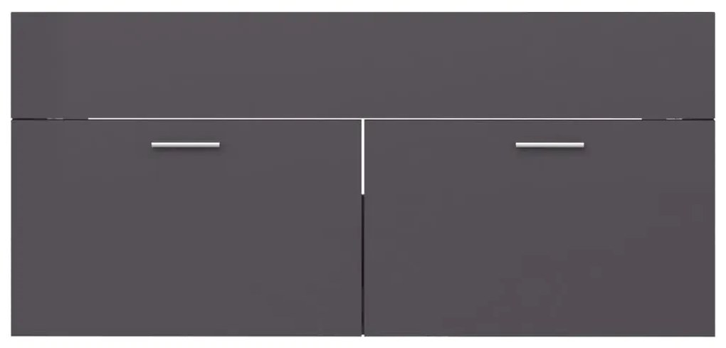 vidaXL Ντουλάπι Νιπτήρα Γυαλιστερό Γκρι 100x38,5x46εκ. από Μοριοσανίδα