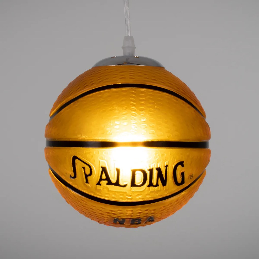 GloboStar SPALDING NBA 00645 Μοντέρνο Κρεμαστό Παιδικό Φωτιστικό Οροφής Μονόφωτο 1 x E27 Πορτοκαλί Γυάλινο Φ18 x Υ18cm