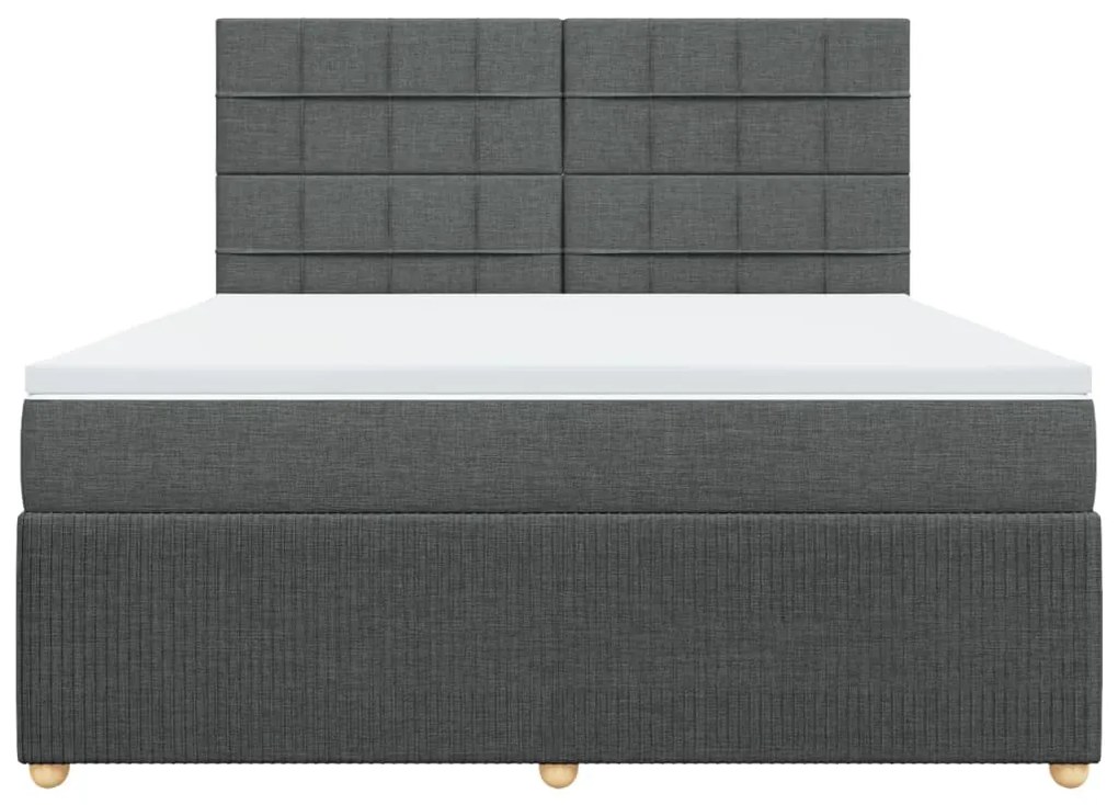 vidaXL Κρεβάτι Boxspring με Στρώμα Σκούρο Γκρι 180x200 εκ Υφασμάτιν