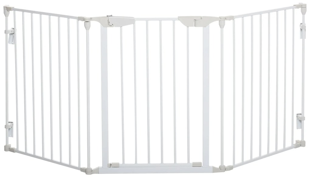 PawHut Πτυσσόμενο Πάνελ Σκύλου 180 x 74,5 cm, Πτυσσόμενο Πάνελ Πόρτας, Πάνελ Σκάλας για Σκύλους για Σκάλες, Πόρτες, Κουζίνα, Διάδρομο, 3 Πάνελ, Λευκό