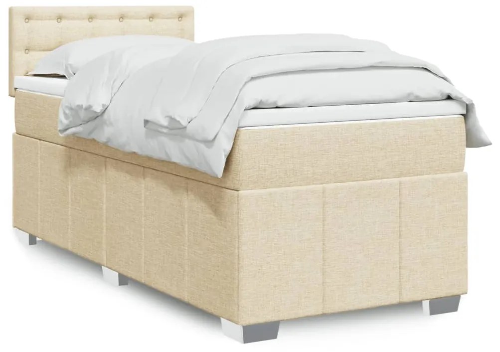 vidaXL Κρεβάτι Boxspring με Στρώμα Κρεμ 80 x 200 εκ. Υφασμάτινο