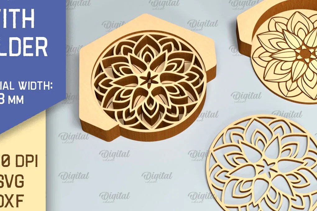 Σετ των 2 Intra απο ξύλο plywood 3mm-4mm πάχος - Σουβέρ με θήκη Laser Cut  Δίασταση 30x20 cm INTRAFABR-90523010