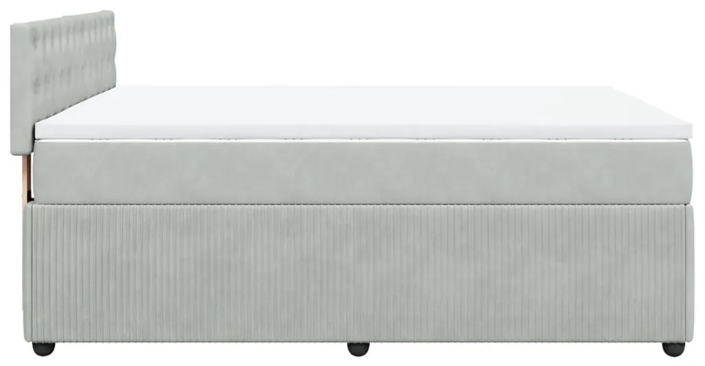 Κρεβάτι Boxspring με Στρώμα Ανοιχτό Γκρι 140x200 εκ. Βελούδινο - Γκρι