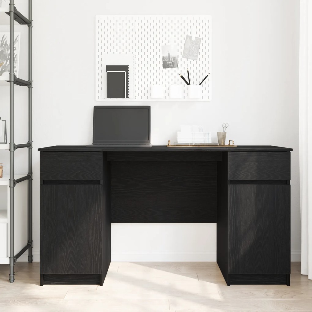 vidaXL γραφείο Μαύρο Δρυς 140x49x76 εκ Επεξεργασμένο ξύλο