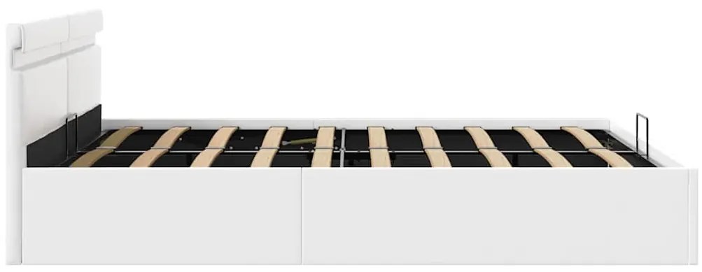 vidaXL Πλαίσιο Κρεβατιού Αποθ. Χώρο/LED Μαύρο 180x200 εκ. Δερματίνη