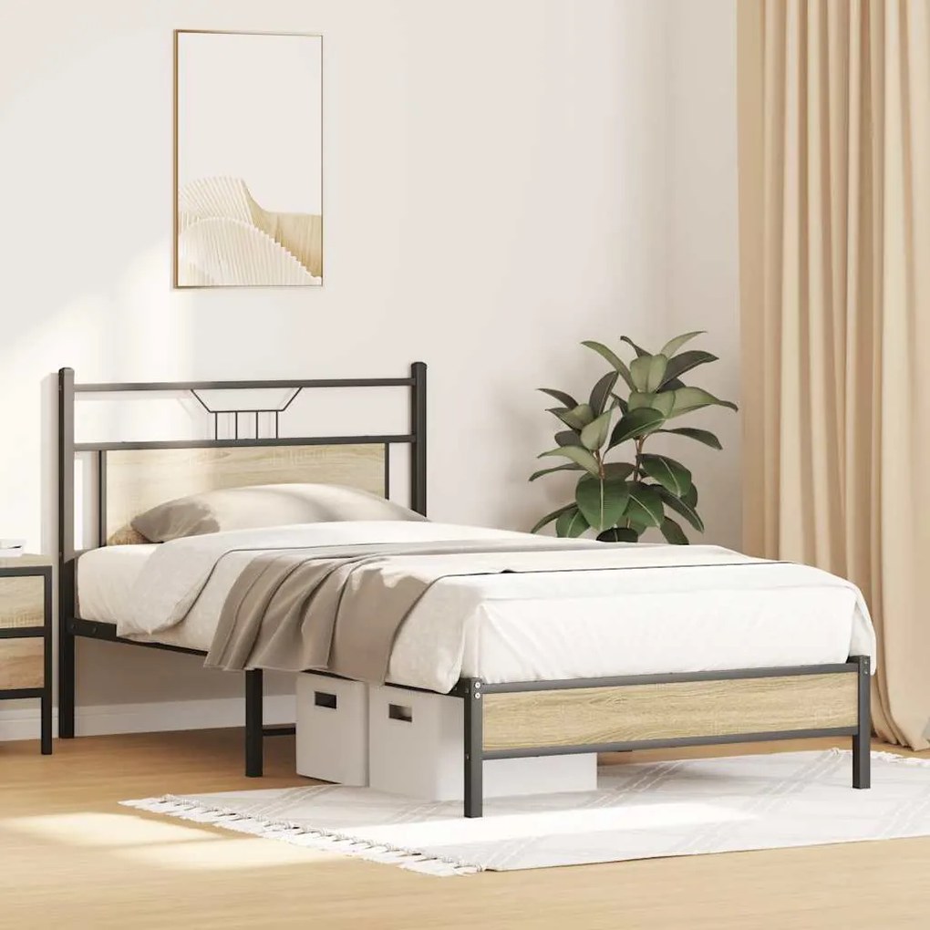 vidaXL Πλαίσιο Κρεβατιού Χωρ. Στρώμα Sonoma Δρυς 107x203 εκ. Επ. Ξύλο