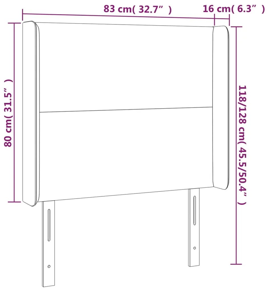 vidaXL Κεφαλάρι Κρεβατιού LED Κρεμ 83x16x118/128εκ. Υφασμάτινο