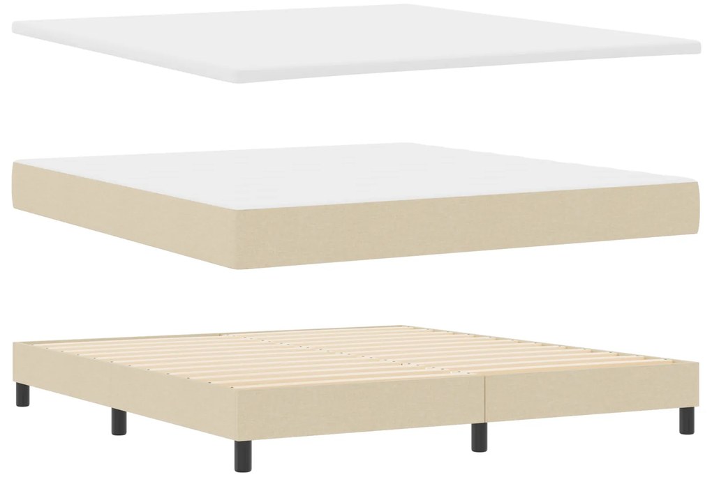 vidaXL Κρεβάτι με Στρώμα Κρεμ 180x200 cm Ύφασμα