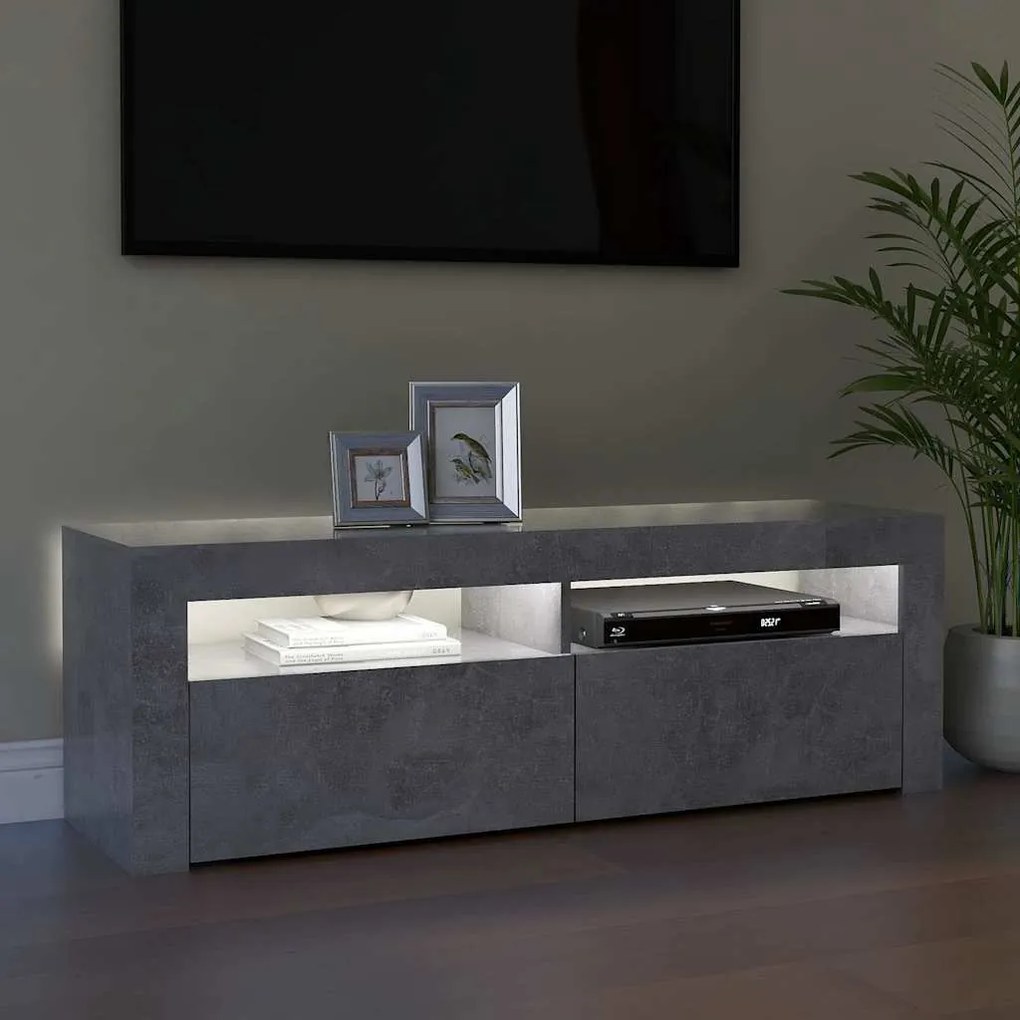 vidaXL Έπιπλο Τηλεόρασης με LED Γκρι Σκυροδέματος 120 x 35 x 40 εκ.