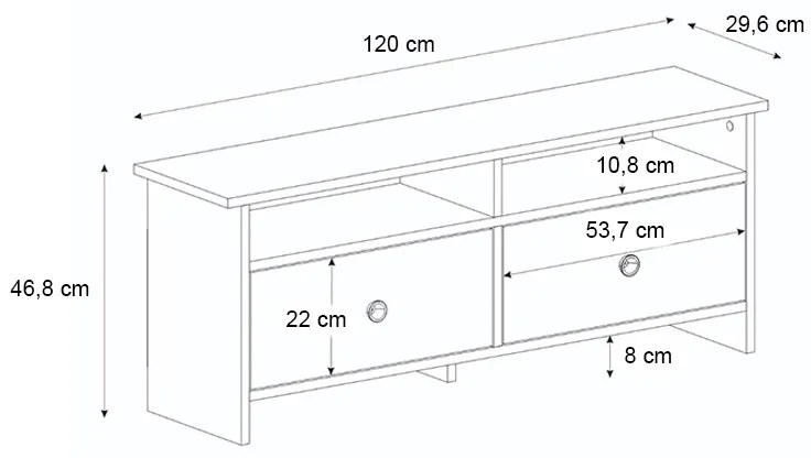 Έπιπλο τηλεόρασης Gradias Megapap χρώμα λευκό - sapphire oak 120x29,6x46,8εκ.