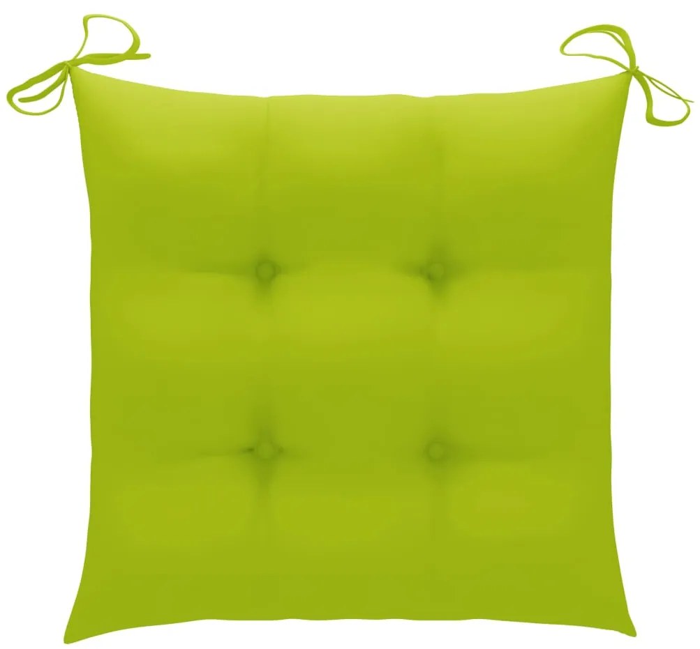 vidaXL Καρέκλες Κήπου 4 τεμ. Μασίφ Ξύλο Teak &amp; Φωτ. Πράσινα Μαξιλάρια