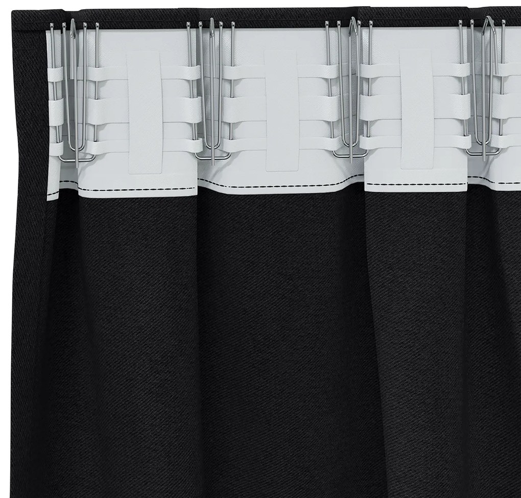 vidaXL Κουρτίνες με κουρτίνες 2 pcs Μαύρο 245 x 140 εκ. Πολυεστέρας