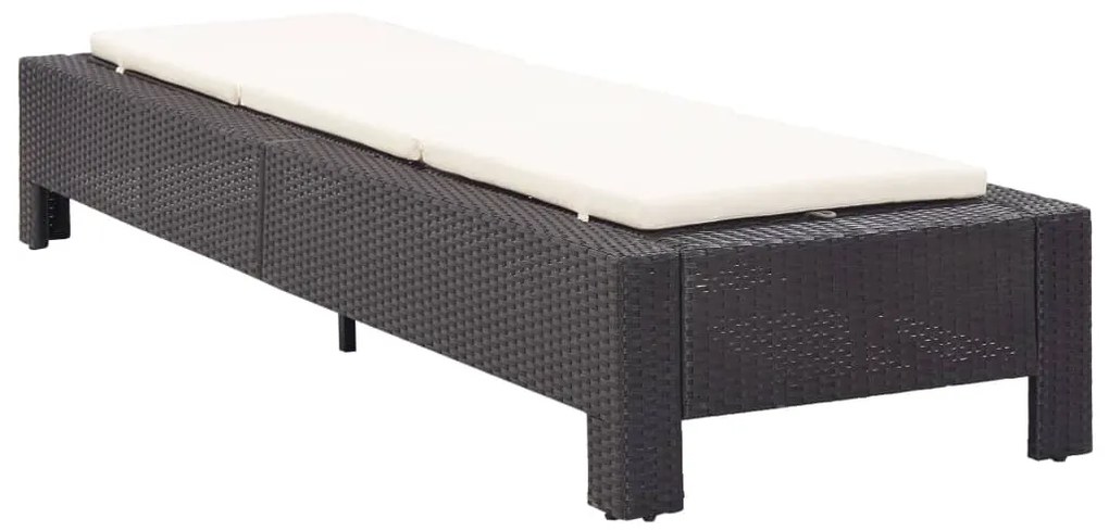 vidaXL Ξαπλώστρα Μαύρη από Συνθετικό Ρατάν με Μαξιλάρι