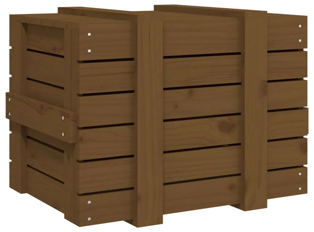 vidaXL Κουτί Αποθήκευσης Καφέ Μελί 58x40,5x42 εκ. Μασίφ Ξύλο Πεύκου
