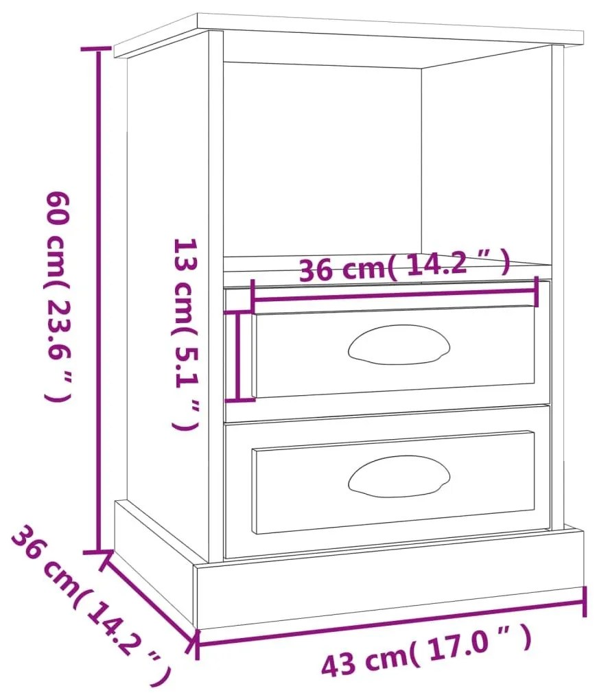 Κομοδίνο Γυαλιστερό Λευκό 43 x 36 x 60 εκ. - Λευκό