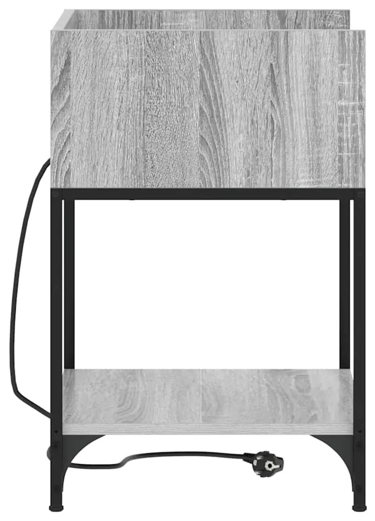 vidaXL Κομοδίνο 2 pcs Γκρίζο Σονομα 40 x 40 x 61 εκ Επεξεργασμένο ξύλο
