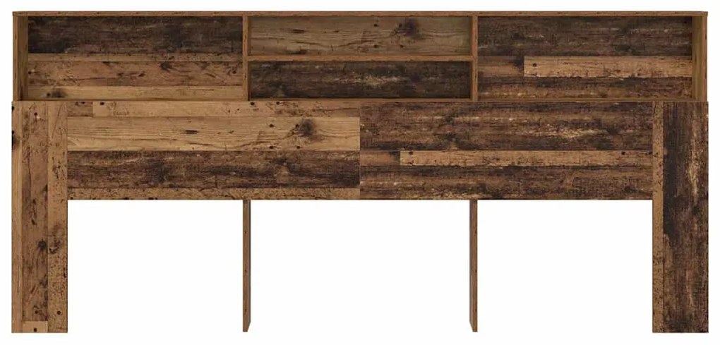 vidaXL Κρεβάτι με Κεφαλάρι με ράφι Παλιό ξύλο 220 x 19 x 101,5 εκ