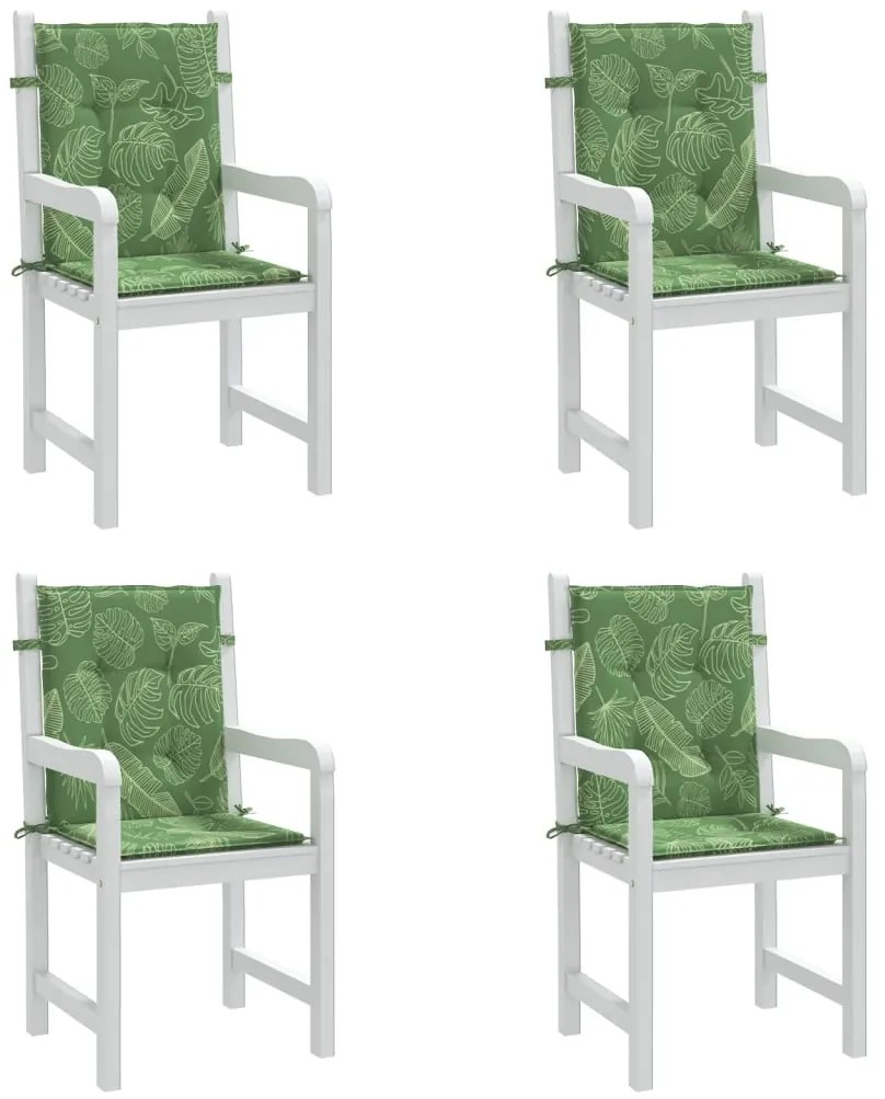 vidaXL Μαξιλάρια Καρέκλας με Πλάτη 4 τεμ. Σχέδιο με Φύλλα Υφασμάτινα