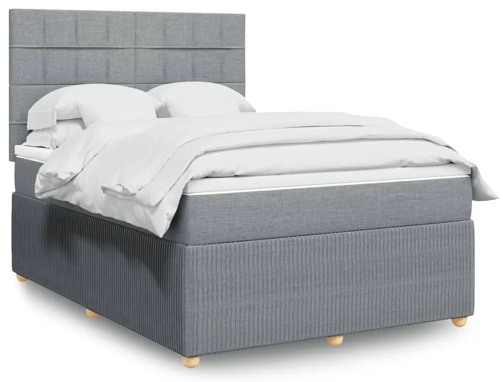 vidaXL Κρεβάτι Boxspring με Στρώμα Ανοιχτό Γκρι 140x200 εκ. Υφασμάτινο